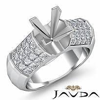 1.20Ct Princess Diamond Women Engagement Ring Invisible 14k White Gold Semi Mount