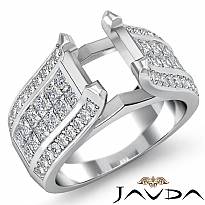 1.7Ct Round & Princess Diamond Engagement Invisible Setting Ring 14K White Gold