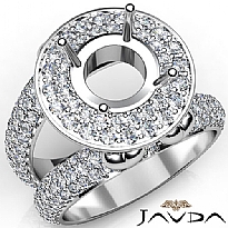 Round Shape Diamond SemiMount Engagement Ring Halo Setting 14k White Gold 2.25Ct