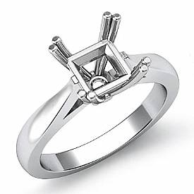Princess Diamond Classic Solitaire Engagement Setting Ring 14k W Gold