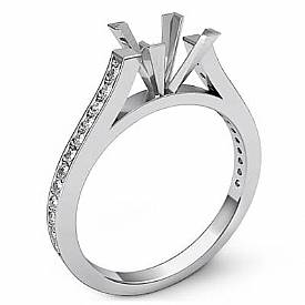 0.25Ct Princess Diamond Classic Engagement Ring Setting 14k W Gold