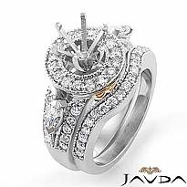 1.75CT Halo Diamond 3 Stone Engagement Ring Bridal Set 14k White Gold Semi Mount