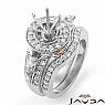 1.75CT Halo Diamond 3 Stone Engagement Ring Bridal Set 14k White Gold Semi Mount