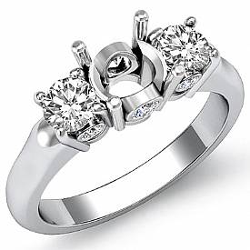 0.50 Ct Round Diamond 3 Stone Anniversary Ring Setting 14k W Gold
