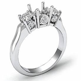 0.50 Ct Round Diamond 3 Stone Anniversary Ring Setting 14k W Gold