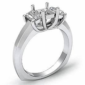 0.55CT Emerald Cut Diamond 3 Stone Anniversary Ring 14k W Gold