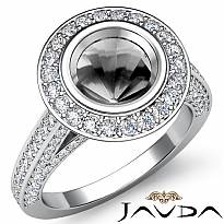 Diamond Engagement Ring Round Cut Semi Mount Bezel Setting 14k White Gold 1.7Ct