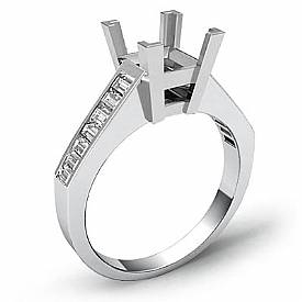 0.85 Ct Princess Channel Diamond Engagement Ring Setting  14 WG