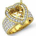 Pave Diamond Engagement Ring Heart Setting 18k Gold Yellow (1.5Ct. tw.)