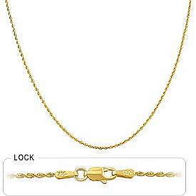 14k Yellow Gold Diamond Cut Rope Hip Hop Chain Mens Necklace (1mm,18",2.80g)