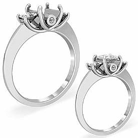 0.55 Ct Princess Diamond 3 Stone Anniversary Ring Setting 14k W Gold