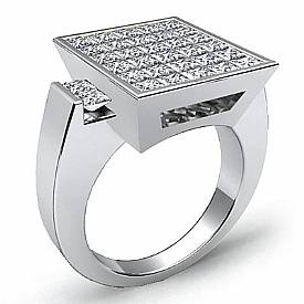 3 Ct Princess Cut Men Diamond Ring Fashion Band W Gold