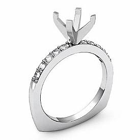 0.2Ct Round Diamond Cathedral Pave Engagement Ring Setting 14k W Gold Semi mount