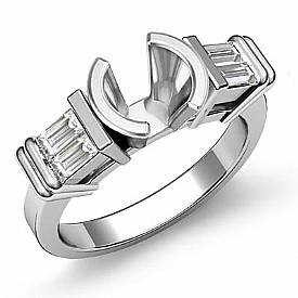 0.40 Ct Baguette Diamond 3 Stone Engagement Ring Setting 14k W Gold