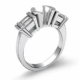 0.40 Ct Baguette Diamond 3 Stone Engagement Ring Setting 14k W Gold