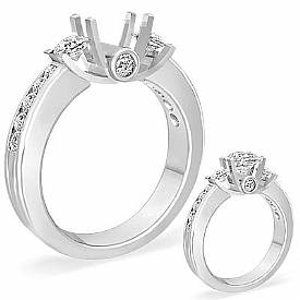 0.60 CT Round Diamond 3 Stone Engagement Ring Setting 14k W Gold
