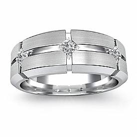 0.3 ct Princess Diamond Men Wedding Band W Gold.