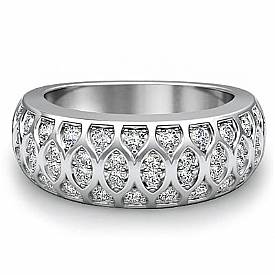 0.50 Ct Round Diamond Antique Half Wedding Ring Band W Gold