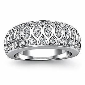 0.50 Ct Round Diamond Antique Half Wedding Ring Band W Gold