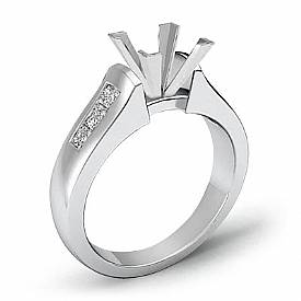 0.3CT Princess Channel Setting Diamond Engagement Ring Semi Mount 14k White Gold