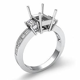 0.8 Ct Emerald Princess Diamond 3 Stone Engagement Ring WG