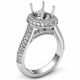 1.50CT Oval Diamond Semi Mount Engagement Ring W Gold