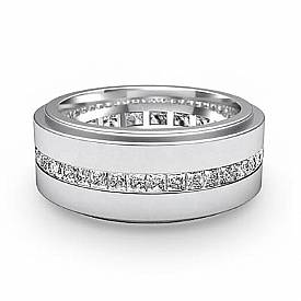 1.70 Ct Princess Diamond Man Eternity Wedding Band Gold