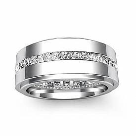 1.70 Ct Princess Diamond Man Eternity Wedding Band Gold
