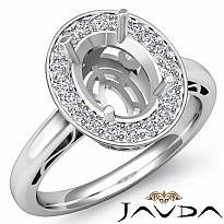 0.36Ct Halo Setting Diamond Engagement Ring 14K White Gold Oval Shape Semi Mount