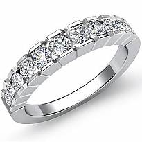 Round Channel Set Diamond Women's Half Wedding Band Ring 14k White Gold 0.65Ct
