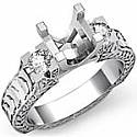 0.35Ct Round Diamond 3 Stone Ring Vintage Setting 14k W Gold