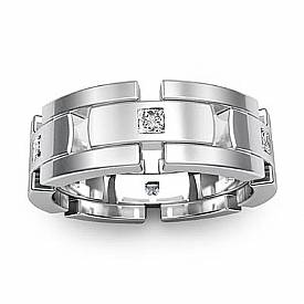 0.60 CT Princess Diamond Man Eternity Wedding Band 14k White Gold.