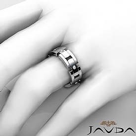 0.60 CT Princess Diamond Man Eternity Wedding Band 14k White Gold.