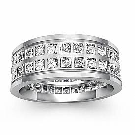 3 CT Princess Diamond Man Eternity Wedding Band Gold.