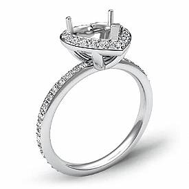1.0 Ct Diamond Engagement Heart Ring 14K White Gold Halo Pave Setting Semi Mount
