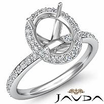 1 Ct Diamond Vintage Engagement Ring 14k White Gold Oval Semi Mount Halo Setting