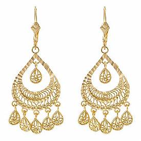 14k Yellow Gold Chandelier Earrings