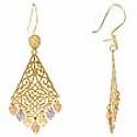 14k Yellow Gold Tri Color Chandelier Earrings