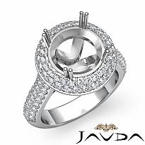 Diamond Engagement Ring Halo Pave Setting 14k White Gold Round Semi Mount 1.5Ct