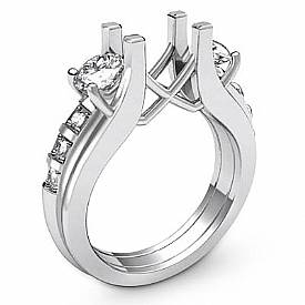 1 Ct Round Diamond 3 Stone Engagement Ring Setting White Gold