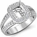 0.55 CT Diamond Engagement Ring Emerald Setting 14k WG