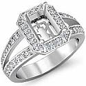 0.55 CT Diamond Engagement Ring Emerald Setting 14k WG