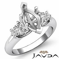 Pear Marquise Semi Mount Diamond Three 3 Stone Engagement Ring 14k W Gold 1/2Ct