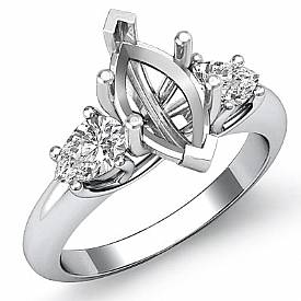 0.50Ct Pear Cut Diamond 3 Stone Ring Marquise Setting 14 Gold