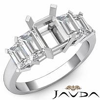 Emerald Cut Five 5 Stone Diamond Engagement Ring 14k White Gold Semi Mount 1.5Ct