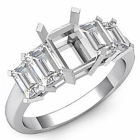 1.50CT Emerald Cut 5 Stone Diamond Anniversary Ring 14k W Gold