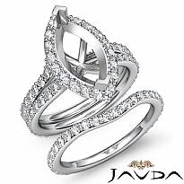 1.90Ct Marquise Diamond Semi Mount Engagement Wedding Ring Bridal Set 14k W Gold