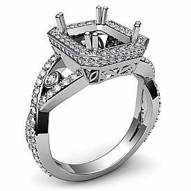 1.5 CT Round Diamond Semi Mount Engagement Ring WHite Gold