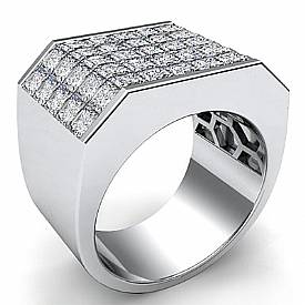 5.25 Ct Princess Cut Men Diamond Ring Fashion band W Gold
