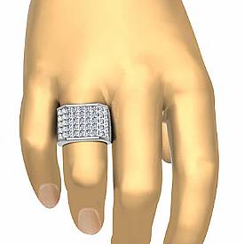 5.25 Ct Princess Cut Men Diamond Ring Fashion band W Gold